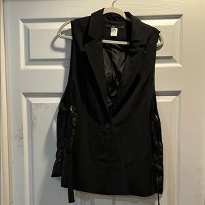 Hazel Anthropologie Black Menswear Open Side Vest Top M Tunic Dress